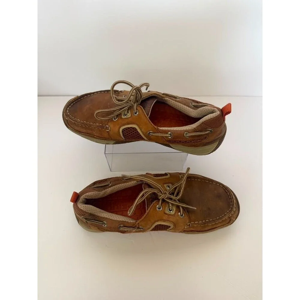 Sperry Top-Sider Sea Kit M 9.5 Brown Leather Boat Shoes Lace Up Casual Comfort